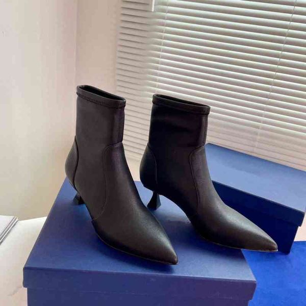 short boots boots women's early autumn leather thin heel short elastic high heels pointed 3gcn, Black
short boots boots women's early autumn leather thin heel short elastic high heels pointed 3gcn, Black