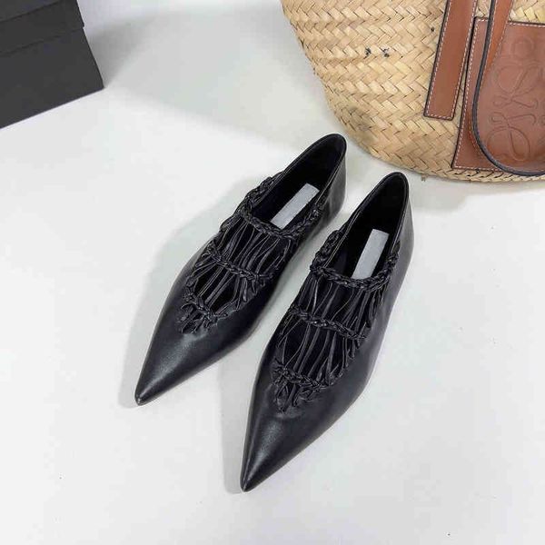 dress shoes spring and summer single shoe witch woven pointed flat bottomed granny shoes lambskin one foot ballet, Black
dress shoes spring and summer single shoe witch woven pointed flat bottomed granny shoes lambskin one foot ballet, Black