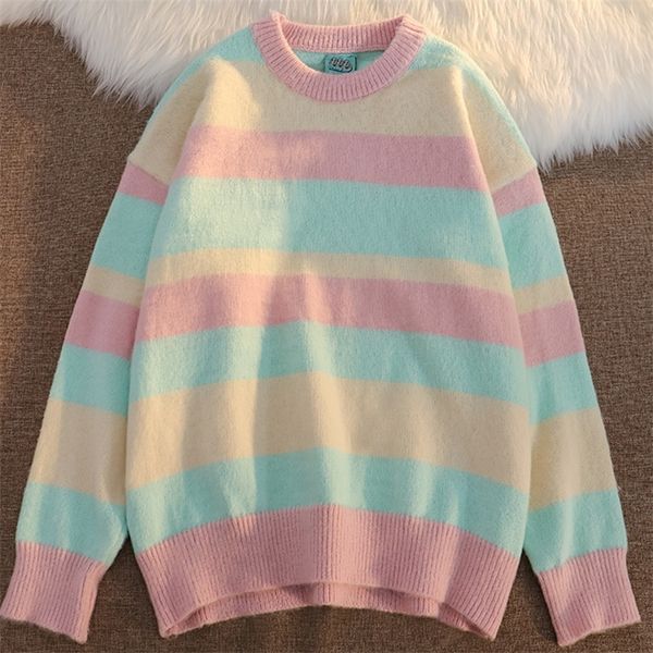 women s sweaters japanese vintage hit color striped sweet autumn winter o neck knitted harajuku sweater korean streetwear jumper femme 22090, White;black
women s sweaters japanese vintage hit color striped sweet autumn winter o neck knitted harajuku sweater korean streetwear jumper femme 22090, White;black