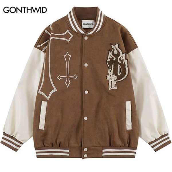 men's jackets men baseball jacket streetwear vintage embroidered letter bomberjacket hip hop retro casual loose patchwork college coat, Black;brown
men's jackets men baseball jacket streetwear vintage embroidered letter bomberjacket hip hop retro casual loose patchwork college coat, Black;brown