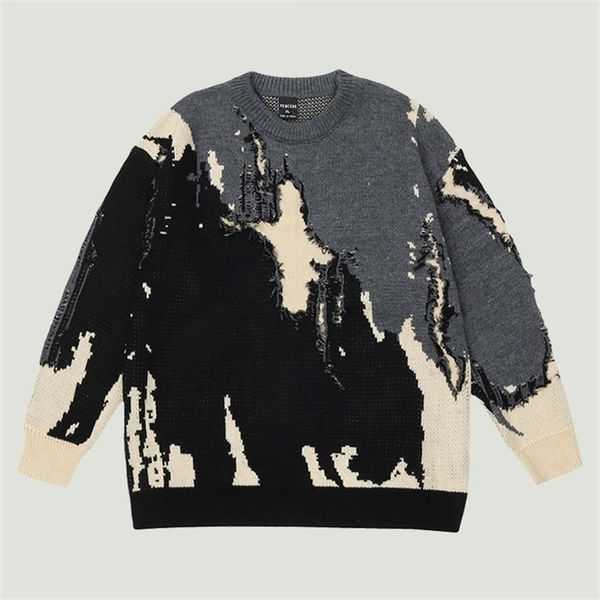 men's sweaters fashion o-neck knitted jumper men hip hop harajuku ripped colorblock streetwear casual oversized pullovers 220912, White;black
men's sweaters fashion o-neck knitted jumper men hip hop harajuku ripped colorblock streetwear casual oversized pullovers 220912, White;black