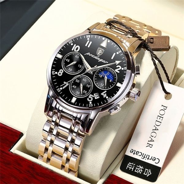 wristwatches poedagar men watches fashion leather waterproof luminous brand luxury mens quartz wristwatch relogio masculino 220912, Slivery;brown
wristwatches poedagar men watches fashion leather waterproof luminous brand luxury mens quartz wristwatch relogio masculino 220912, Slivery;brown