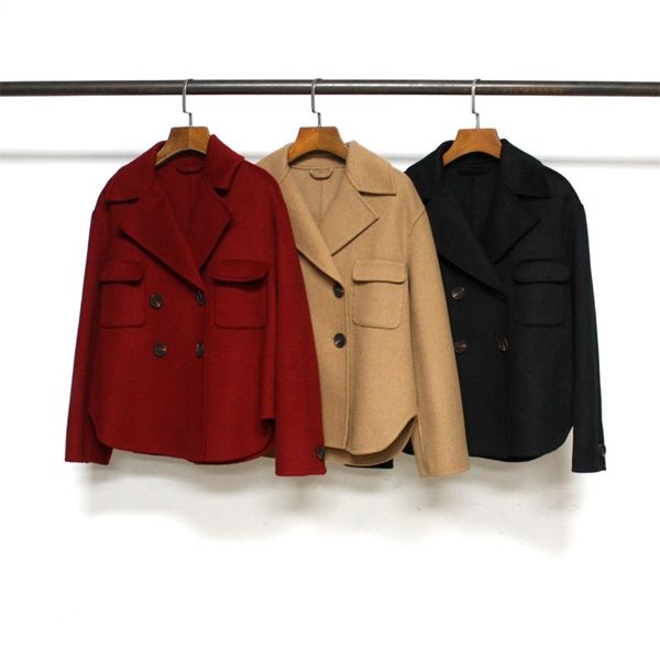 womens jackets autumn women double breasted wool jacket ladies notched long sleeve collar solid color coat with pockets 220912, Black;brown
womens jackets autumn women double breasted wool jacket ladies notched long sleeve collar solid color coat with pockets 220912, Black;brown