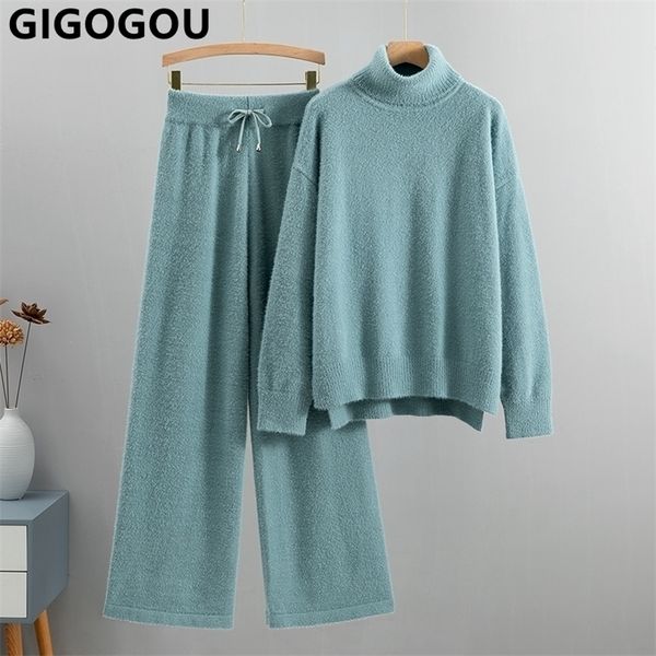 womens two piece pants gigogou imitation mink cashmere two pcs women sweater set loose knitted jumper pant tracksuit fashion warm lady suit, White
womens two piece pants gigogou imitation mink cashmere two pcs women sweater set loose knitted jumper pant tracksuit fashion warm lady suit, White