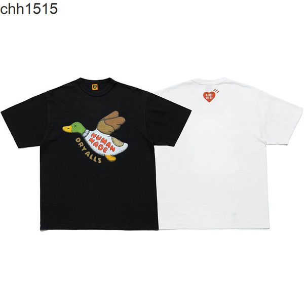 human made summer short sleeve flying duck cartoon printed slub cotton men's and women's round neck t-shirt fashion, White;black
human made summer short sleeve flying duck cartoon printed slub cotton men's and women's round neck t-shirt fashion, White;black