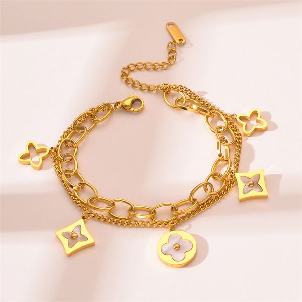 multilayered white shell clover charm bracelet stainless steel flower jewelry for women gift, Golden;silver
multilayered white shell clover charm bracelet stainless steel flower jewelry for women gift, Golden;silver