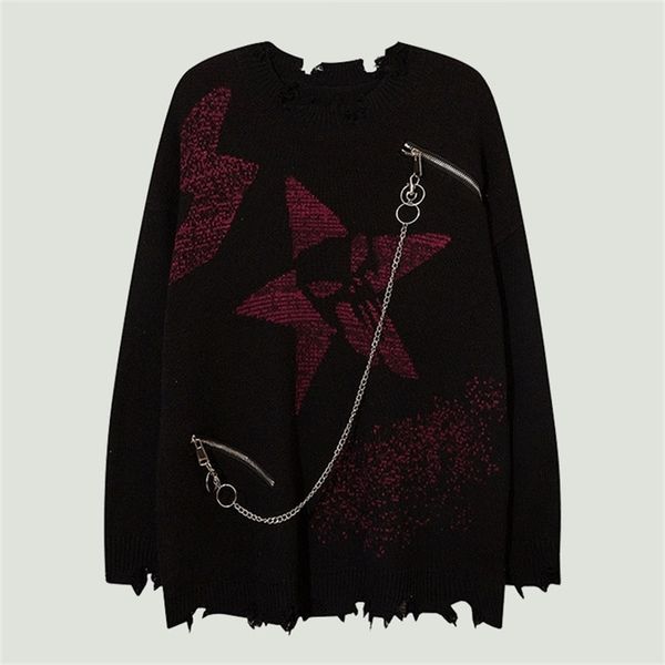 men's sweaters streetwear knitting men harajuku irregular ripped skeleton zipper chain jumper hip hop oversized casual pullover 220912, White;black
men's sweaters streetwear knitting men harajuku irregular ripped skeleton zipper chain jumper hip hop oversized casual pullover 220912, White;black