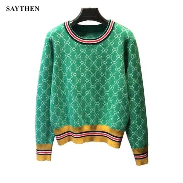women's sweaters saythen autumn and winter loose knit korean style pullover round neck geometric clash jacquard casual jumper 220912, White;black
women's sweaters saythen autumn and winter loose knit korean style pullover round neck geometric clash jacquard casual jumper 220912, White;black