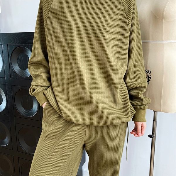 women's two piece pants korean style long-sleeved waffle sweater trousers two-piece fashion casual sports suit women 220912, White
women's two piece pants korean style long-sleeved waffle sweater trousers two-piece fashion casual sports suit women 220912, White