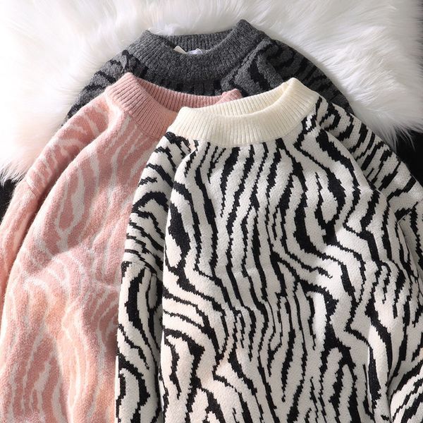 women's knits tees lazy style zebra pattern round neck loose sweater men autumn winter fashion retro couple knit clothes for 220912, White
women's knits tees lazy style zebra pattern round neck loose sweater men autumn winter fashion retro couple knit clothes for 220912, White