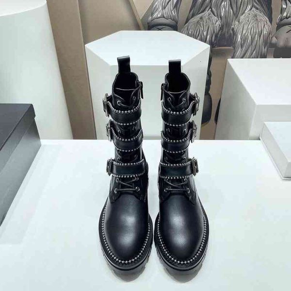 short boots boots women's early autumn rivet lace up mid cylinder leather motorcycle british style round headed martin w4h7, Black
short boots boots women's early autumn rivet lace up mid cylinder leather motorcycle british style round headed martin w4h7, Black