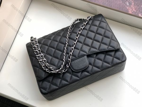 

evening bags 10a tier quality maxi double flap bag luxury designer 33cm real leather caviar lambskin classic black purse quilted handbag sho