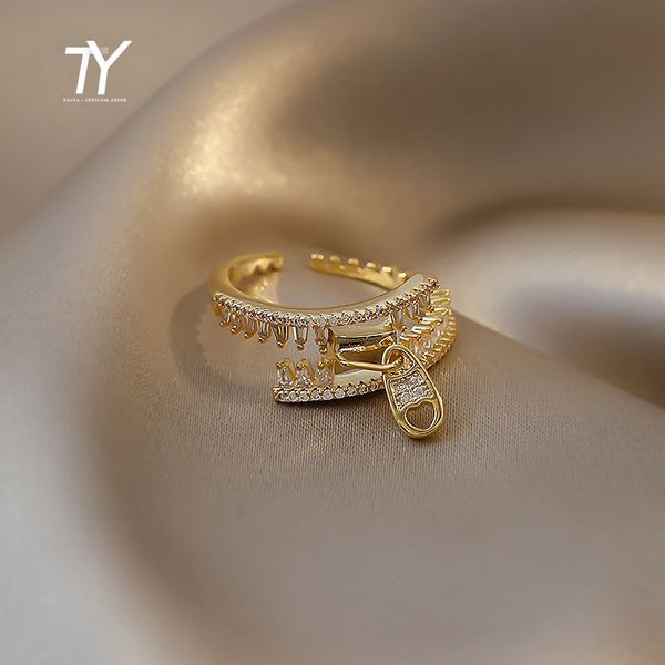 design sense zipper shape zircon gold color opening rings neo goth girls fashion jewelry wedding set accessories for womans 2022, Silver
design sense zipper shape zircon gold color opening rings neo goth girls fashion jewelry wedding set accessories for womans 2022, Silver