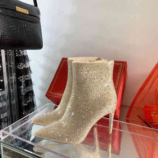 boots pointed high heels short boots women's thin shoes full diamond banquet, Black
boots pointed high heels short boots women's thin shoes full diamond banquet, Black