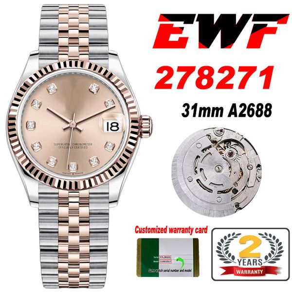 ewf 31mm 278271 eta a2688 automatic ladies watch two tone rose gold champagne diamonds dial jubileesteel bracelet super edition womens same, Slivery;brown
ewf 31mm 278271 eta a2688 automatic ladies watch two tone rose gold champagne diamonds dial jubileesteel bracelet super edition womens same, Slivery;brown