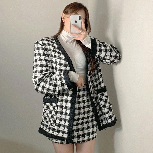 women's wool & blends women's wool & blends korean style v neck bird lattice plaid coats women elegant long sleeve vintage loose j, Black
women's wool & blends women's wool & blends korean style v neck bird lattice plaid coats women elegant long sleeve vintage loose j, Black