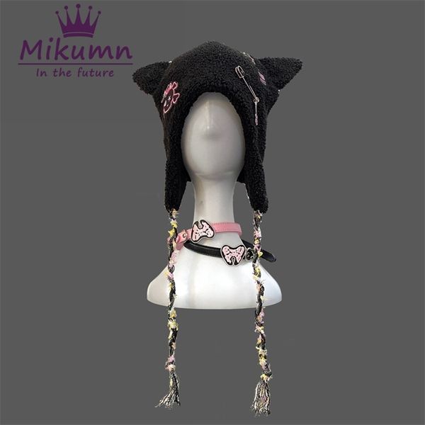 beanieskull caps japanese harajuku kawaii black white skull cat ears hats for women girl winter warm lambswool cute beanie 220913, Blue;gray
beanieskull caps japanese harajuku kawaii black white skull cat ears hats for women girl winter warm lambswool cute beanie 220913, Blue;gray