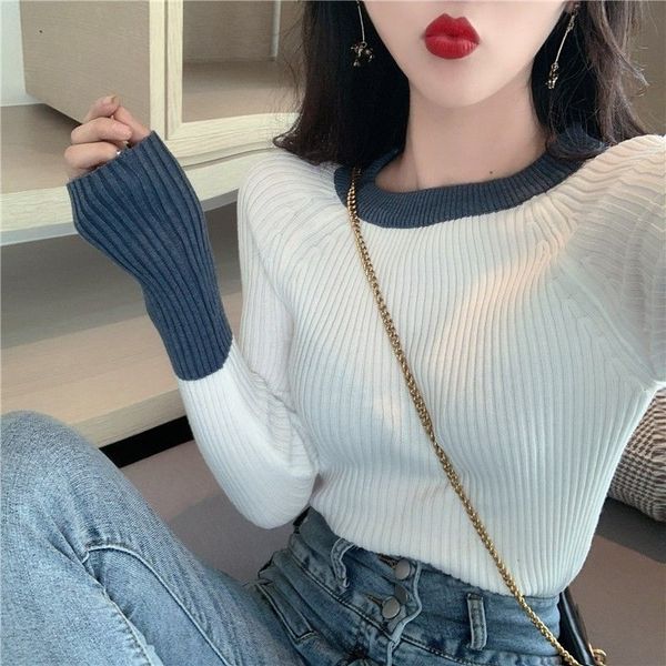 women s sweaters autumn color matching inner wear sweater tight pullover knitting t shirt shirt 220913, White;black
women s sweaters autumn color matching inner wear sweater tight pullover knitting t shirt shirt 220913, White;black