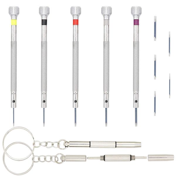 keychains mini watch repair screwdriver set micro precision jewelry screwdrivers kit 0 81 6mm 5 extra replace blades and 2 bdejewelry amom9, Silver
keychains mini watch repair screwdriver set micro precision jewelry screwdrivers kit 0 81 6mm 5 extra replace blades and 2 bdejewelry amom9, Silver