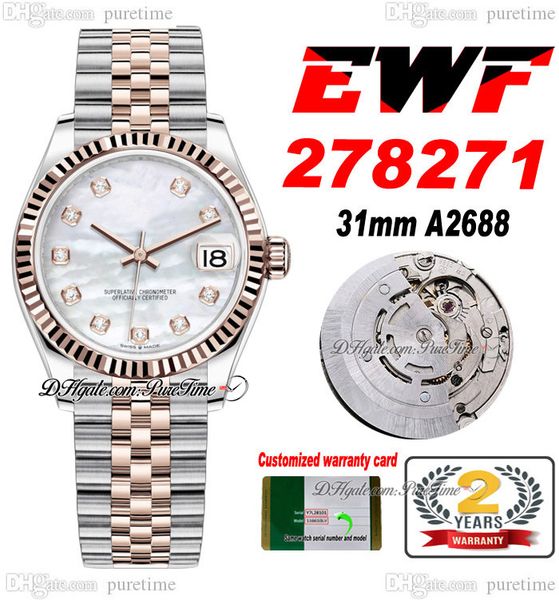 ewf 31mm 278271 eta a2688 automatic ladies watch two tone rose gold mop diamonds dial jubileesteel bracelet super edition womens same series, Slivery;brown
ewf 31mm 278271 eta a2688 automatic ladies watch two tone rose gold mop diamonds dial jubileesteel bracelet super edition womens same series, Slivery;brown