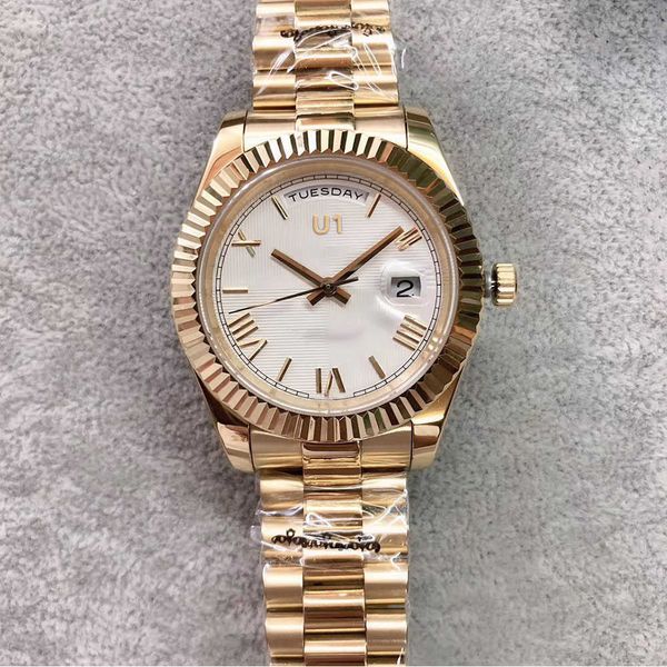 outdoor automatic mechanical mens watch watches 40mm white dial with fixed fluted bezel and gold stainless steel bracelet
outdoor automatic mechanical mens watch watches 40mm white dial with fixed fluted bezel and gold stainless steel bracelet
