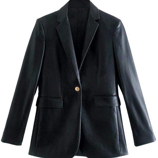 women's leather faux adherebling traf women pu jacket metal single button vintage long sleeve blazers pockets female black suit coat 22
women's leather faux adherebling traf women pu jacket metal single button vintage long sleeve blazers pockets female black suit coat 22
