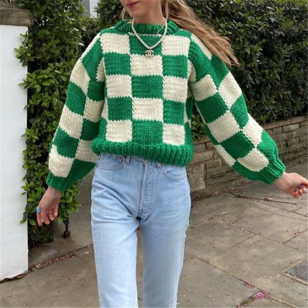 women s sweaters fashion warm sweater checkerboard round neck long sleeve knitted pullover s l 220913, White;black
women s sweaters fashion warm sweater checkerboard round neck long sleeve knitted pullover s l 220913, White;black