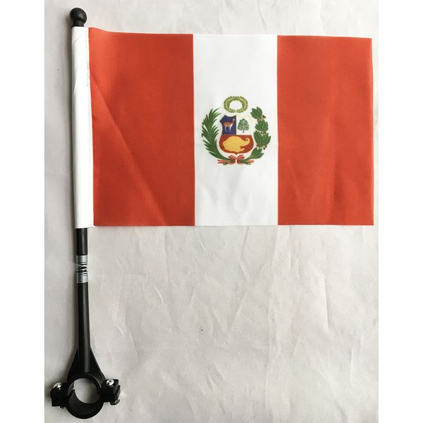 peru bike flag 14x21 cm polyester waterproof peruvian bicycle safety flags with black plastic stick and base
peru bike flag 14x21 cm polyester waterproof peruvian bicycle safety flags with black plastic stick and base
