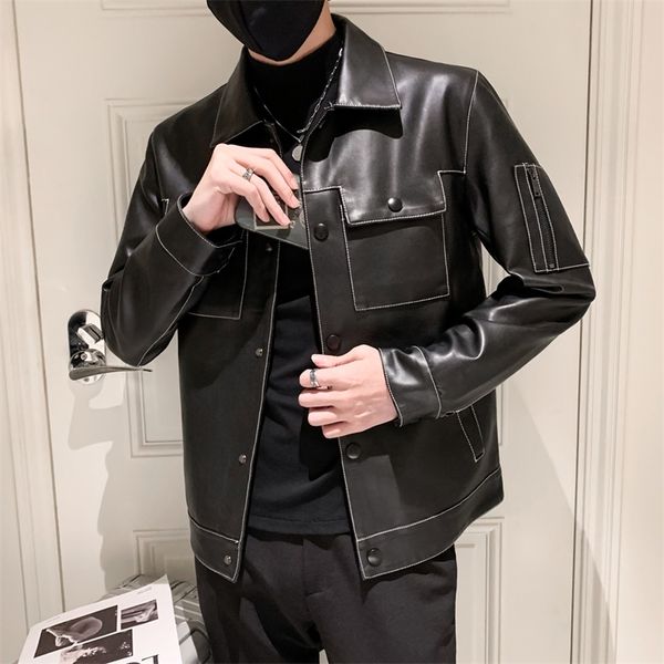 men's leather faux autumn and winter jackets pu fashion locomotive slim high-quality casual s-4xl 220913, Black
men's leather faux autumn and winter jackets pu fashion locomotive slim high-quality casual s-4xl 220913, Black