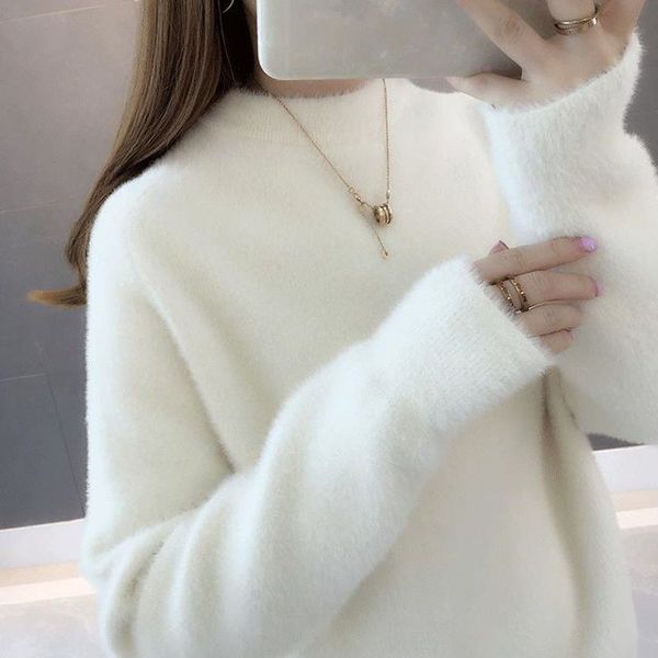 women s sweaters autumn winter turtleneck loose pullover women 220913, White;black
women s sweaters autumn winter turtleneck loose pullover women 220913, White;black