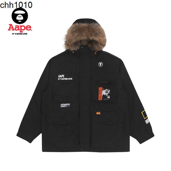 apes flagship store men's autumn and winter ape face work clothes multi pocket stitched fur collar hooded down jacket 7443xah, Black
apes flagship store men's autumn and winter ape face work clothes multi pocket stitched fur collar hooded down jacket 7443xah, Black