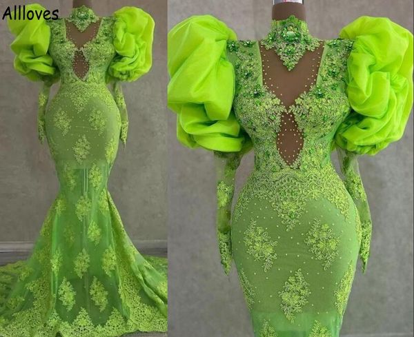green arabic aso ebi prom dresses retro puff long sleeves lace appliques beaded plus size evening celebrity gowns mermaid high collar second, Black
green arabic aso ebi prom dresses retro puff long sleeves lace appliques beaded plus size evening celebrity gowns mermaid high collar second, Black