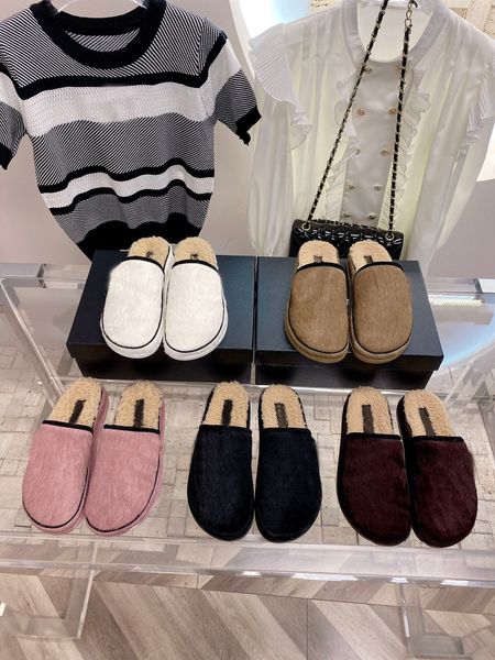 women wool mules designer plush sandals fur loafers slides winter warm sandals fashion mule slippers size 35-40, Black
women wool mules designer plush sandals fur loafers slides winter warm sandals fashion mule slippers size 35-40, Black