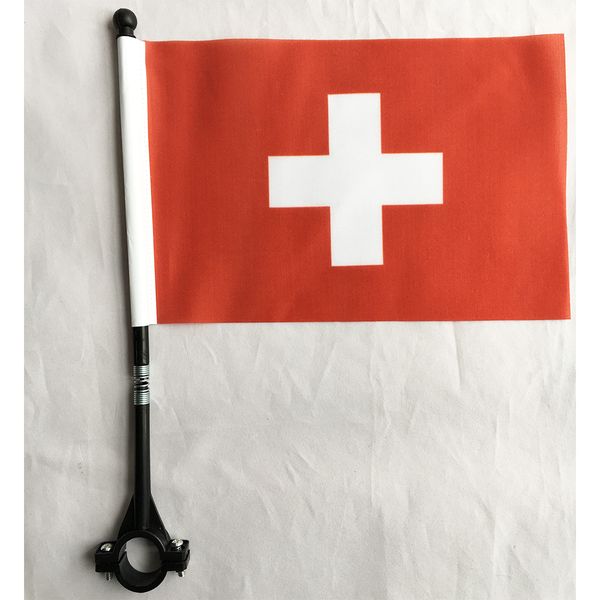 switzerland bike flag 14x21 cm polyester waterproof switzerland bicycle safety flags with black plastic stick and base
switzerland bike flag 14x21 cm polyester waterproof switzerland bicycle safety flags with black plastic stick and base