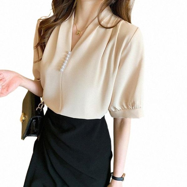 women's blouses & shirts women's blouses & shirts elegant pearl workwear basic chiffon summer solid beading casual womens v-neck, White
women's blouses & shirts women's blouses & shirts elegant pearl workwear basic chiffon summer solid beading casual womens v-neck, White