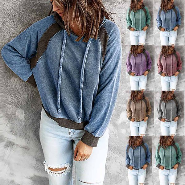 women's jackets autumn and winter new women's casual splicing hooded long sleeved sweater, Black;brown
women's jackets autumn and winter new women's casual splicing hooded long sleeved sweater, Black;brown