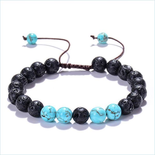 beaded strands 4 colors natural black lava stone beads elastic bracelet essential oil diffuser volcanic rock beaded hand bdejewelry dhheo