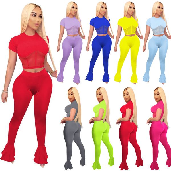 women flare pants tracksuits mesh panelled two piece outfits new ladies tights pleated sets, Gray
women flare pants tracksuits mesh panelled two piece outfits new ladies tights pleated sets, Gray
