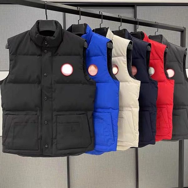 luxury mens down vest designer jacket embroidered logo stand collar zipper cardigan coat men women vests, Black;white 
luxury mens down vest designer jacket embroidered logo stand collar zipper cardigan coat men women vests, Black;white