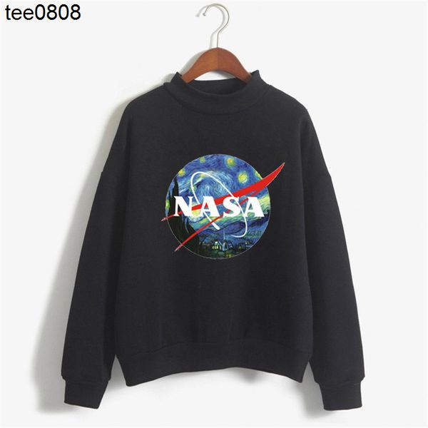 nasa's van gogh oil painting printed high collar sweater autumn and winter new round neck, White;black
nasa's van gogh oil painting printed high collar sweater autumn and winter new round neck, White;black