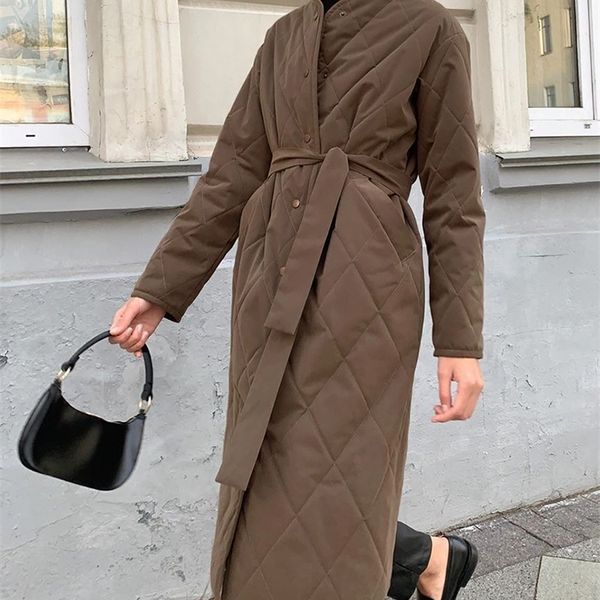 women's down parkas wotwoy elegant argyle long cottonpadded women belted autumn winter jacket female solid slim fit warm coat 220913, Black
women's down parkas wotwoy elegant argyle long cottonpadded women belted autumn winter jacket female solid slim fit warm coat 220913, Black
