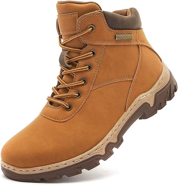 light tan women's mid-hiking boots outdoor non-slip waterproof martin boots, Black