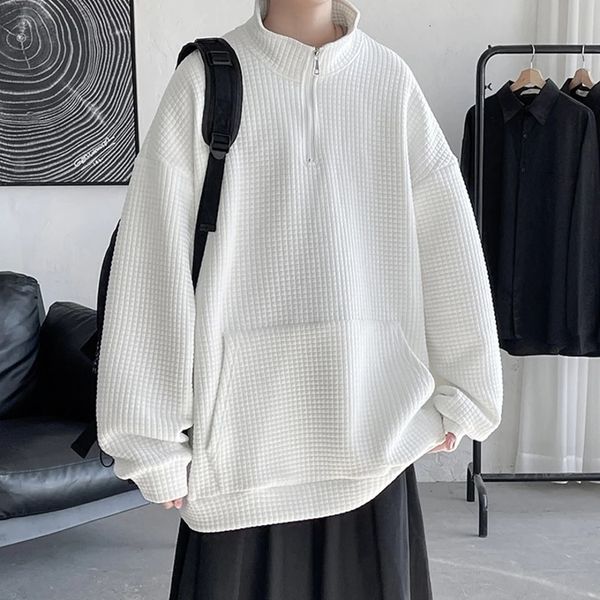 men s hoodies sweatshirts blue zipper solid color waffle pullover spring stand collar male fashion clothes 220913, Black
men s hoodies sweatshirts blue zipper solid color waffle pullover spring stand collar male fashion clothes 220913, Black