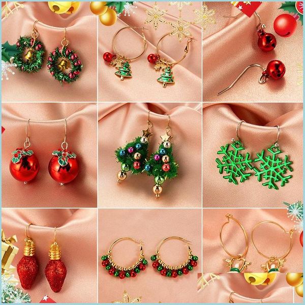 stud christmas mtiple red green snowman bells drop earrings for women girl metal tree snowflake elk hoop party jewelry delivery sport1 dhvgk, Golden;silver
stud christmas mtiple red green snowman bells drop earrings for women girl metal tree snowflake elk hoop party jewelry delivery sport1 dhvgk, Golden;silver