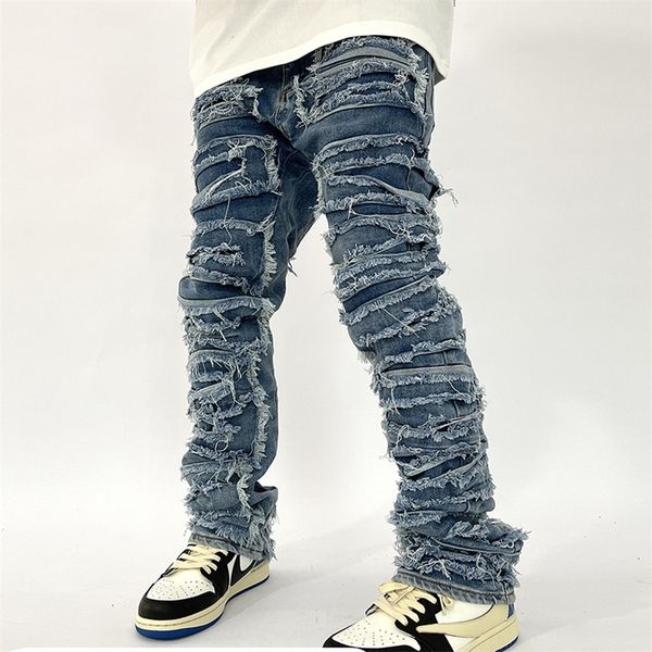 men's jeans retro hole ripped distressed for men straight washed harajuku hip hop loose denim trousers vibe style casual jean pants 220, Blue
men's jeans retro hole ripped distressed for men straight washed harajuku hip hop loose denim trousers vibe style casual jean pants 220, Blue