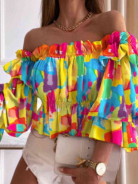 women's women off shoulder ruffled trim shirring shirt female summer casual long sleeve colorful tighten waist blouse t220825, White
women's women off shoulder ruffled trim shirring shirt female summer casual long sleeve colorful tighten waist blouse t220825, White