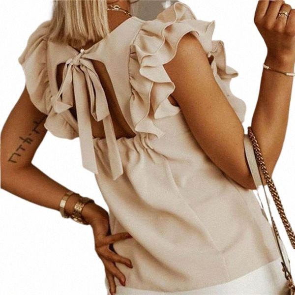 women's blouses & shirts women's blouses & shirts ruffles short sleeve backless lace up women blouse solid o-neck pleated elegant, White
women's blouses & shirts women's blouses & shirts ruffles short sleeve backless lace up women blouse solid o-neck pleated elegant, White