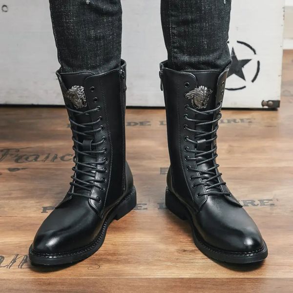 Men High-top Fashion Boots PU Solid Color Fashion Simple Lace-up Decorative Comfortable All-match Casual Leather Shoes AD158, Clear
Men High-top Fashion Boots PU Solid Color Fashion Simple Lace-up Decorative Comfortable All-match Casual Leather Shoes AD158, Clear