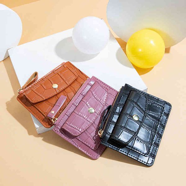 2022 new change bag women's short stone coin zipper buckle multi card slot folder purses, Brown;gray
2022 new change bag women's short stone coin zipper buckle multi card slot folder purses, Brown;gray