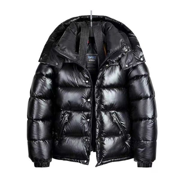men's down parkas brand winter men bright short thick padded jacket male black with hood clothing m3xl 220913
men's down parkas brand winter men bright short thick padded jacket male black with hood clothing m3xl 220913